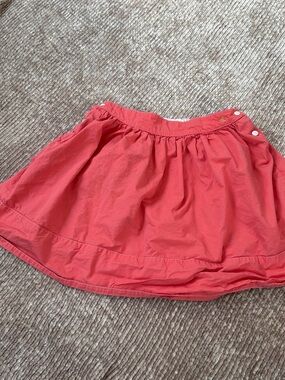 Petit Bateau Coral Pink Gathered Skirt with Side Buttons